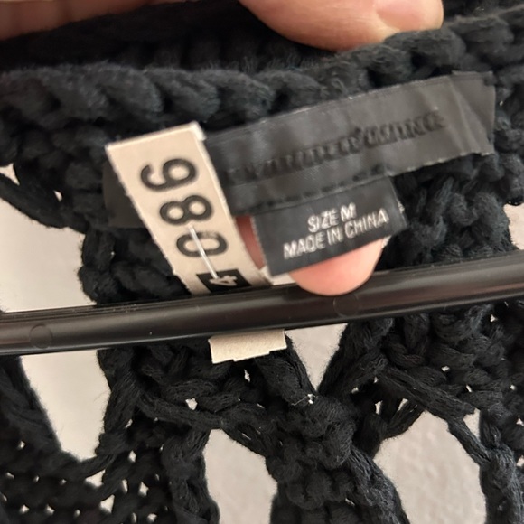 “ALEXANDER WANG”BLACK CHUNKY KNIT TOP-VEST/SIZE M/V-NECK/TUNIC LENGTH/MODERN - Picture 4 of 7